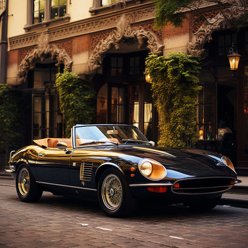 Classic convertible Ferrari Daytona with top down