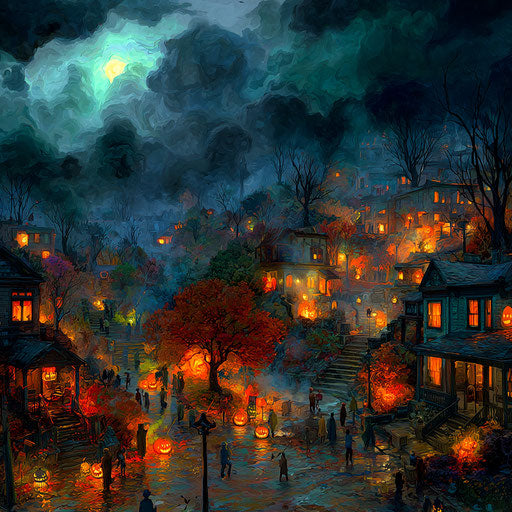 Eerie Halloween Atmosphere with Vibrant Colors