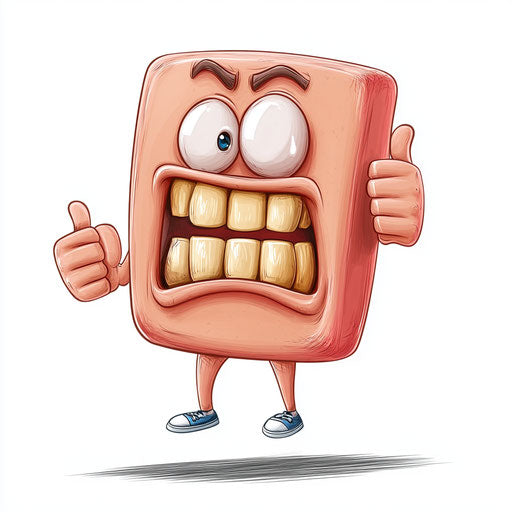 Humorous caricature of an eraser with exaggerated human traits