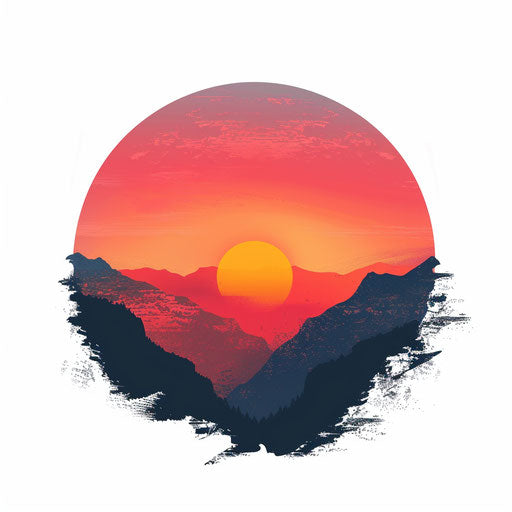 Realistic sunset illustration on white background