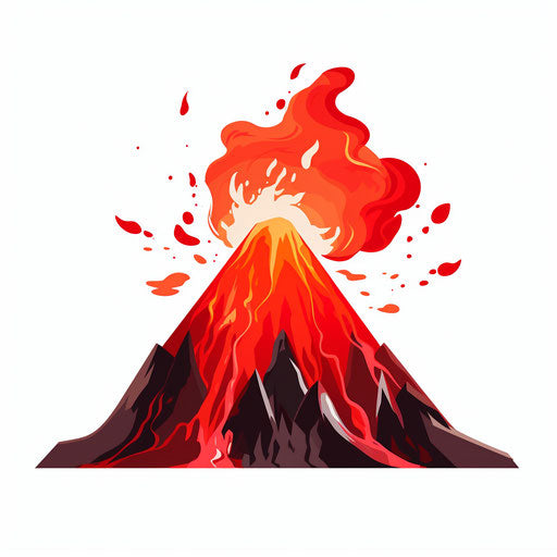Minimalist style volcano clipart on white background