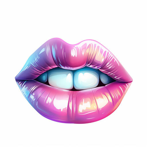 Artistic mouth drawing in pastel colors style, on white background