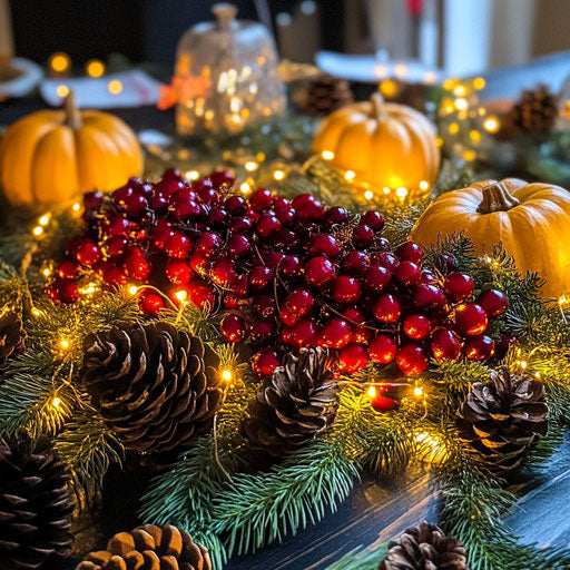 Cranberries in festive table centerpiece