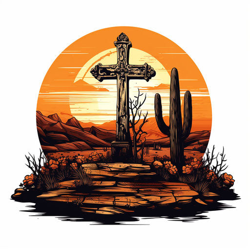 Tombstone clipart in the style of Chiaroscuro Art, on a white background