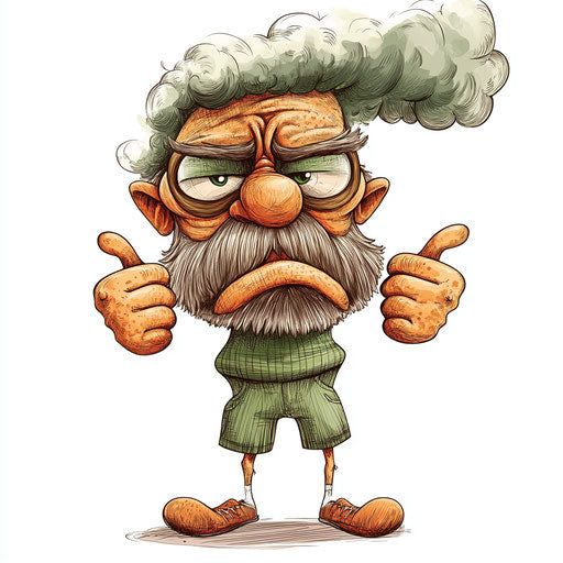 Humorous caricature of a steam clipart with human characteristics