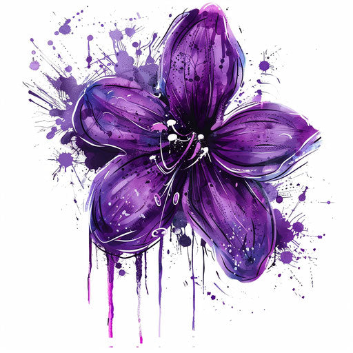 Bold street art graffiti violet flower tattoo