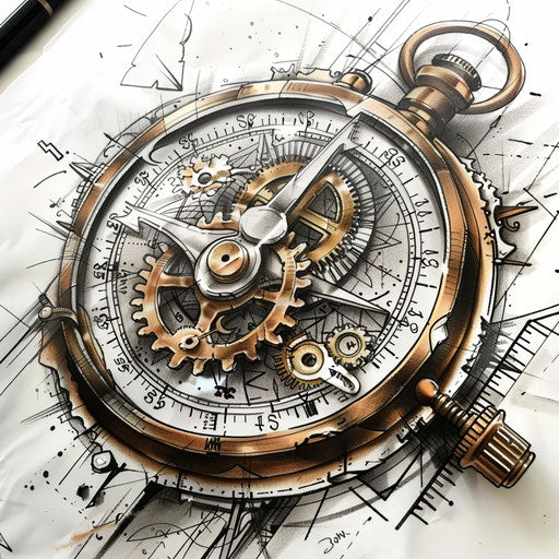 Steampunk tattoo sketch of a Viking compass