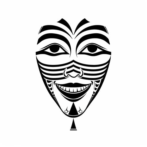 Ancient Egyptian style smiley face tattoo, hieroglyphics and symbols, on white