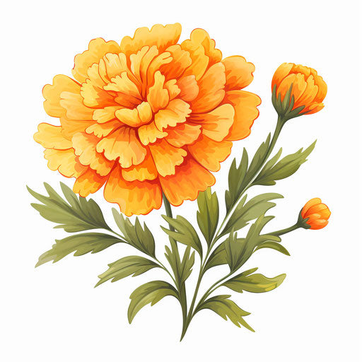 Marigold clipart in the style of pastel colors, on white background