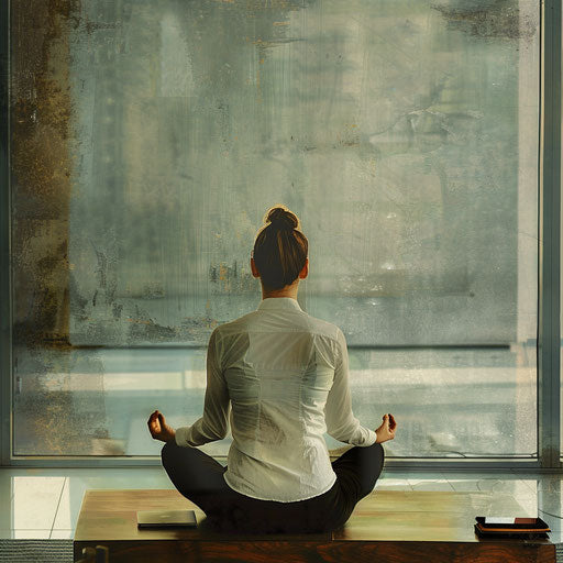 Professional meditation in a peaceful office corner