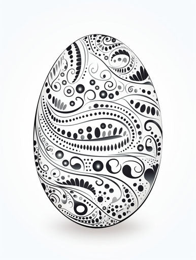 Easter egg drawing: dots, bold outline, highly ornamented
