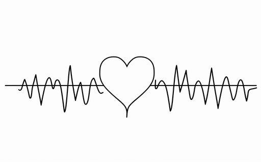 ECG heart beat in simple line drawing, cute doodle style