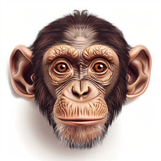 Realistic monkey face illustration on flat white background