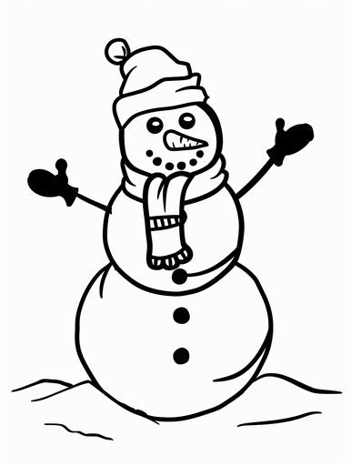 Snowman coloring page 1, captivating and pretty style