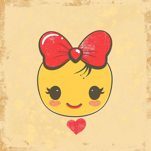 Playful and colorful femininity with red heart and bow