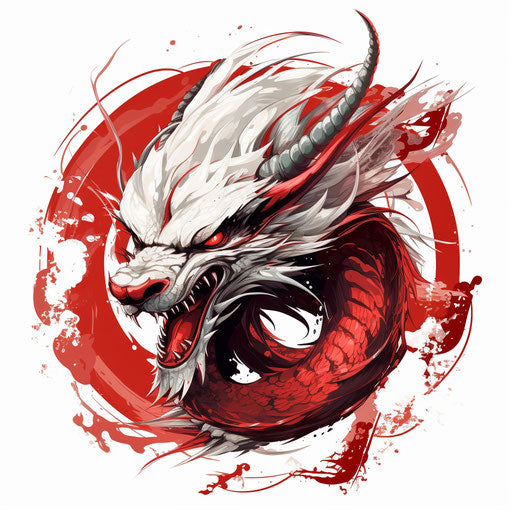 Red dragon tattoo vector, precisionist lines style