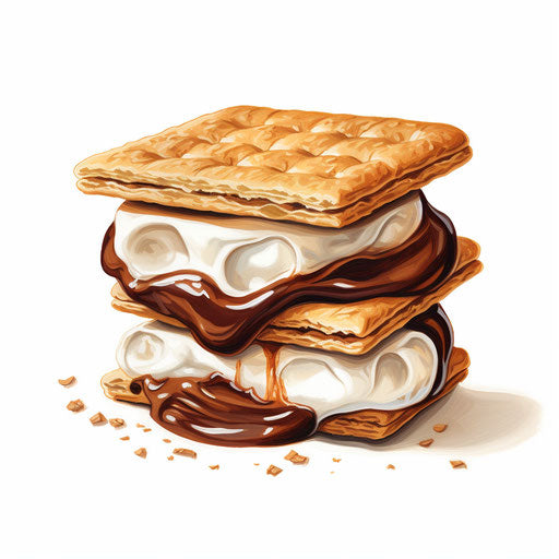 Smores clipart in the style of Oil painting, on a white background