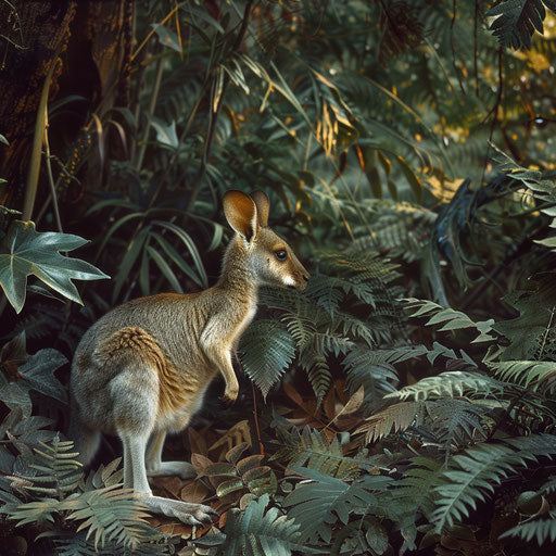 Harmony of the Toolache Wallaby in the dark forest
