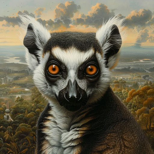 Lemur against expansive and awe-inspiring landscape