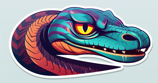 Abstract snake head with colorful design, sticker