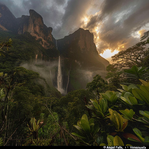 Majestic angelic waterfall in the wild