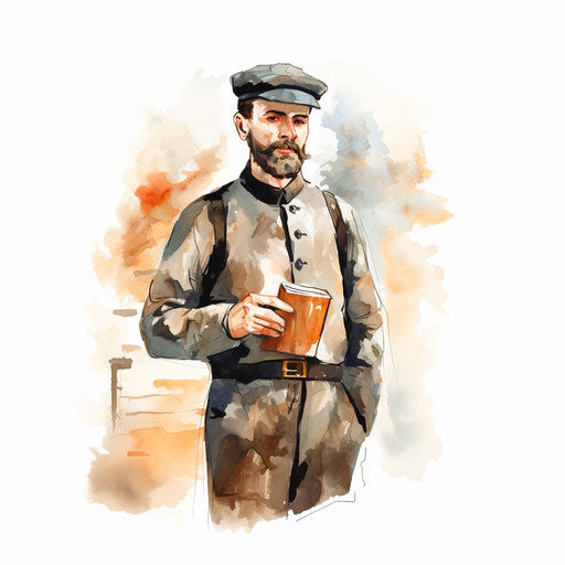 Postman clipart in the style of Impressionistic Art
