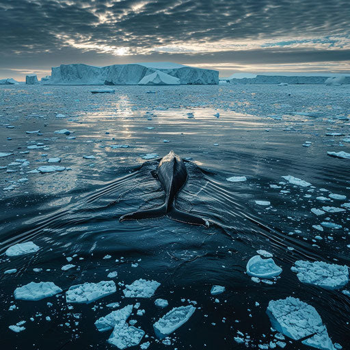 Whale gliding in the icy waters of the Arctic