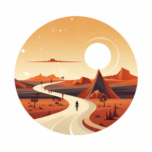 Minimalist journey on white background