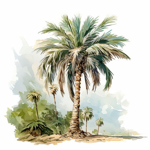 Palm tree painting, white background