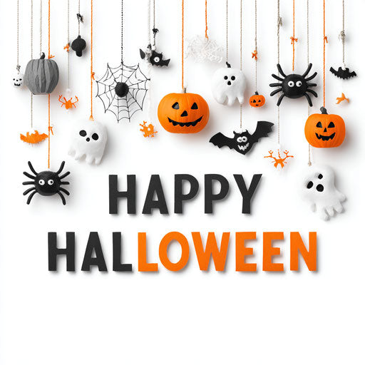 Festive 'Happy Halloween' message with seasonal decorations