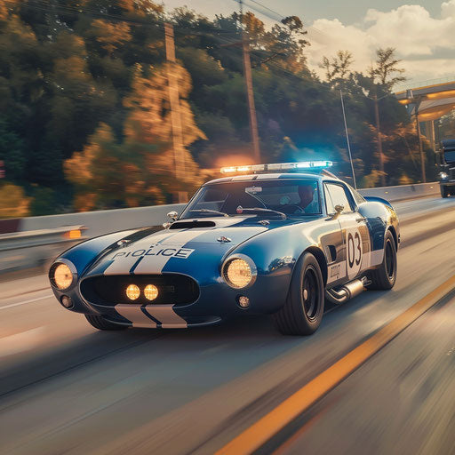 Shelby Daytona police interceptor in hot pursuit on highway
