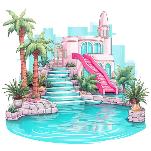 Pool clipart in the style of Pastel Colors Art, on a white background