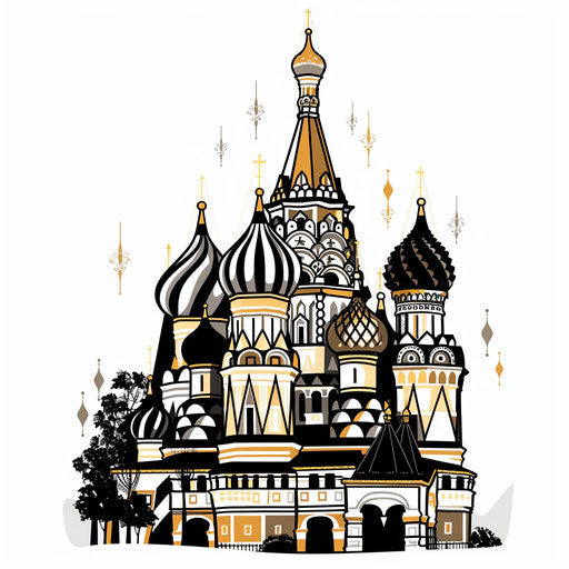 Modern flat tattoo sketch of a geometric Russian cathedral
