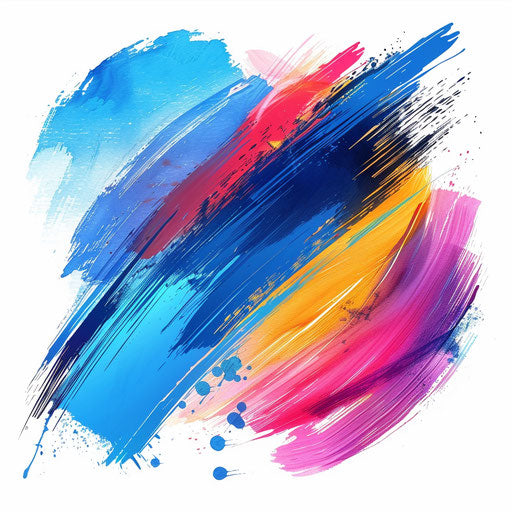Online logo with brush stroke elements and a colorful palette