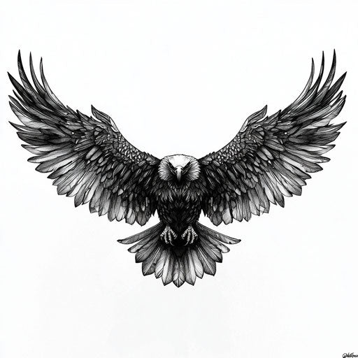 Flat chest tattoo of eagle with outstretched wings