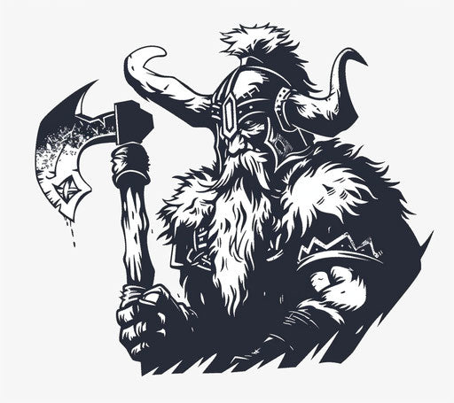 Viking axe in vector, monochromatic graphic design