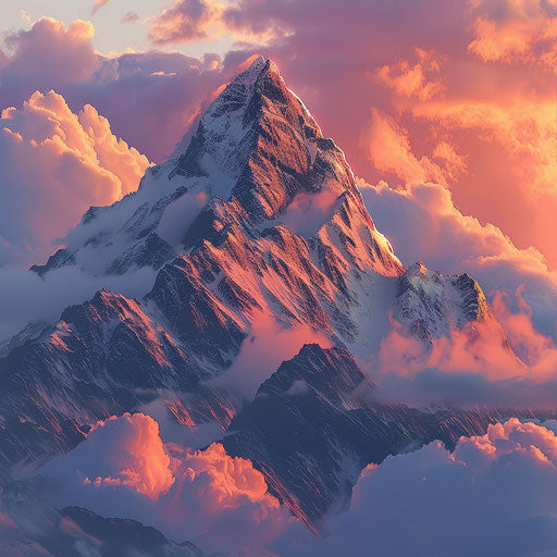 Majestic mountain peak at sunset