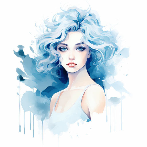 Blue clipart in the style of Pastel Colors Art, on white background