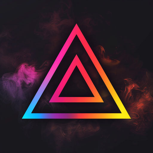 Retro logo for a clothing brand with neon colors and dark background