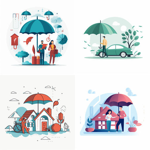 Minimalist style insurance clipart, on white background