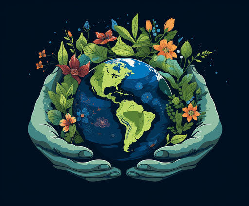 The earth and his hand holding it flat, vector design