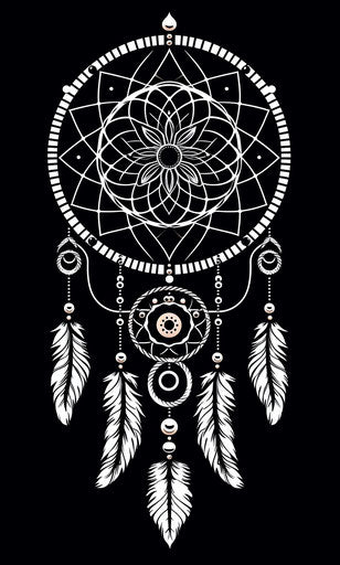 Dream catcher Indian symbols tribal black-white design