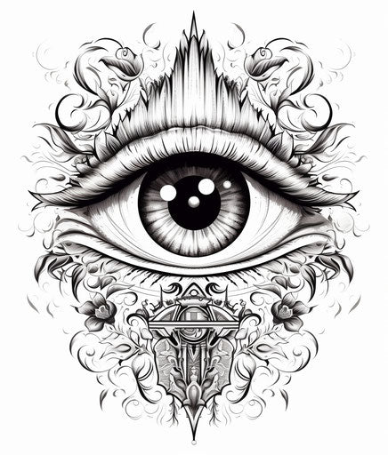 All seeing eye art in the dark isolated on white