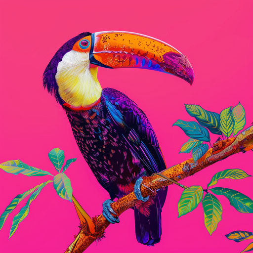 Realistic nature clipart on bright magenta background