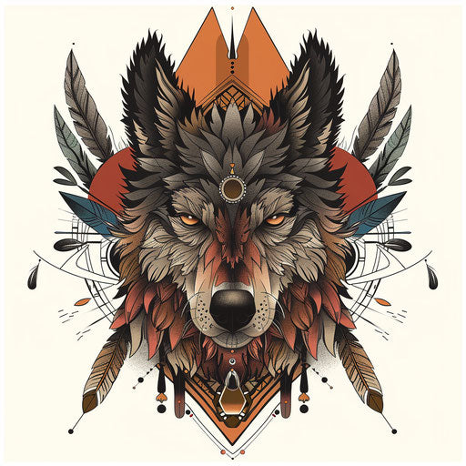 Harmonious werewolf tattoo sketch in earth tones