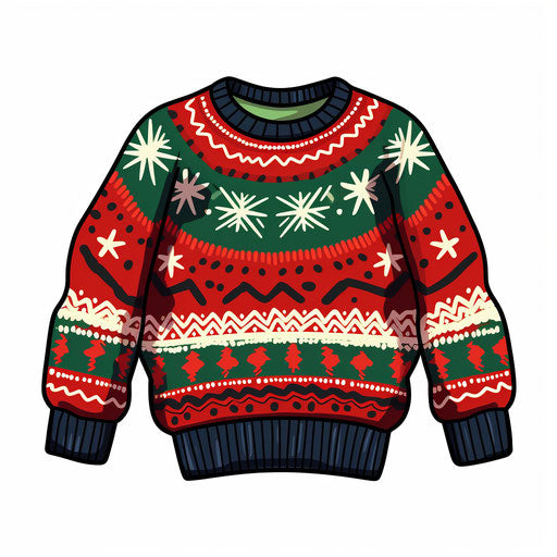 Ugly sweater clipart in the style of Chiaroscuro Art, on a white background