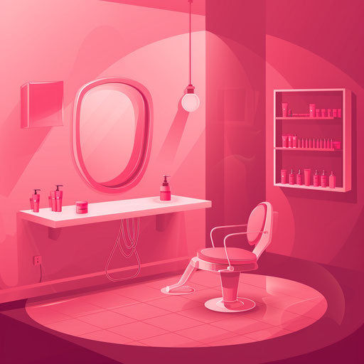 Salon clipart on bright, saturated magenta background