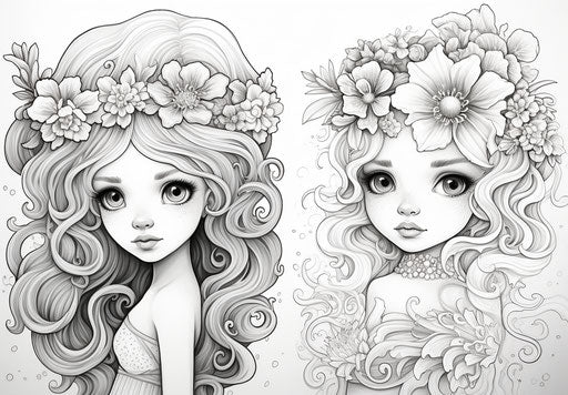 Mermaid coloring pages for adults, lisa frank style