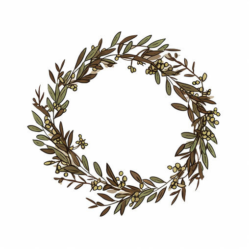 Minimalist style wreath clipart, on white background
