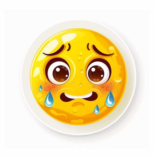 Yellow crying smiley face with tears and droplets